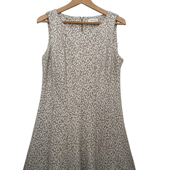 Calvin Klein Fit & Flare Midi Animal Print Back Zip Dress Size 12 - Picture 3 of 6
